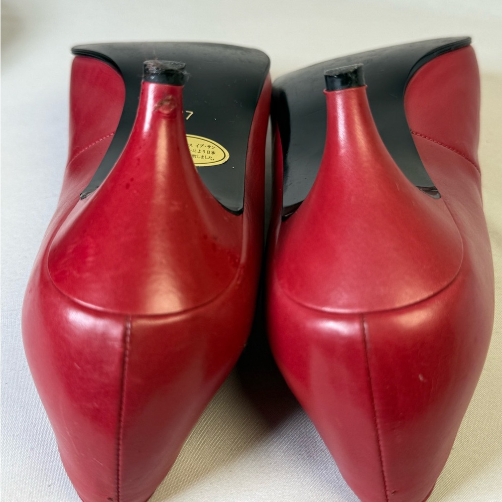 Yves Saint Laurent YSL  Red Heels Sleek kitten Heels  Auth size 37 - Picture 11 of 15